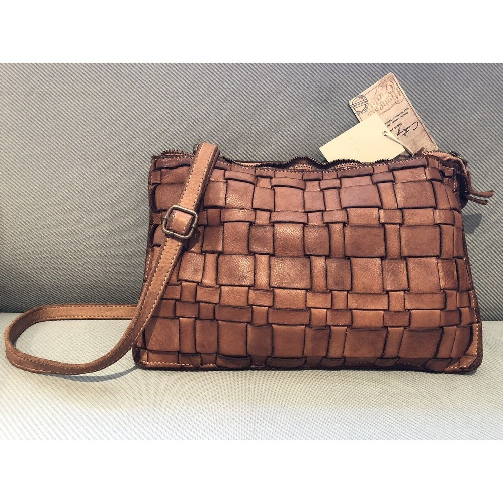 Costanza Rota 1858M Messenger Crossbody Leather Bag Handbag Brown,Italy, New